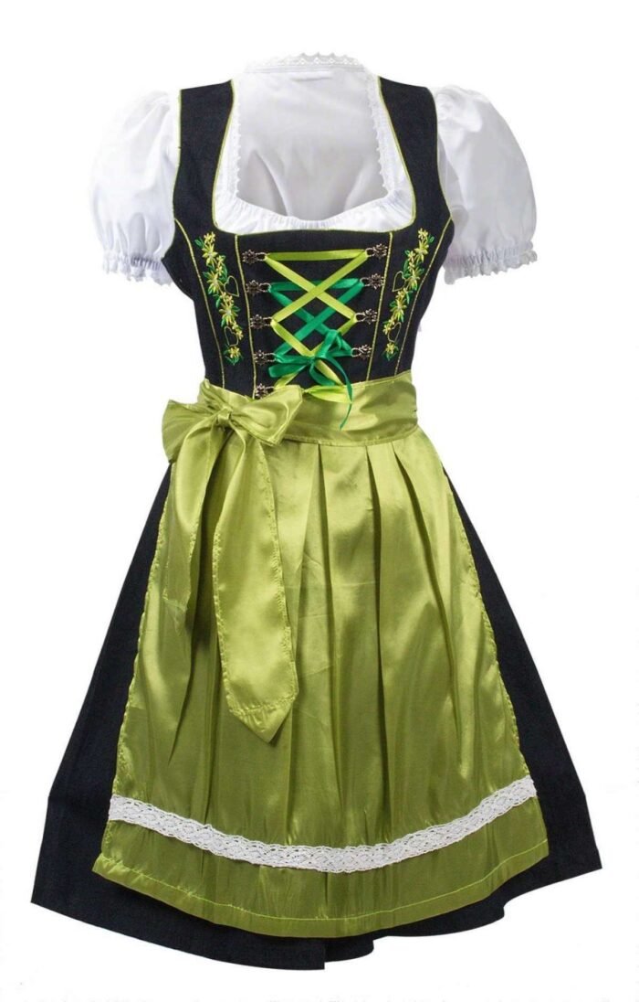 Graceful Dirndl Dress Green 2 Way Flip Apron
